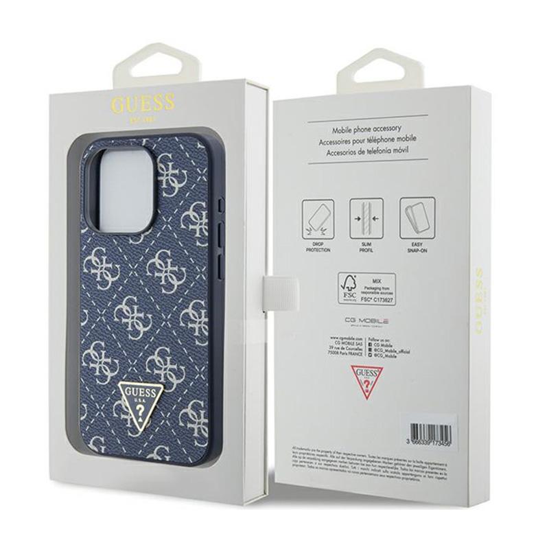 Guess 4G Triangle Metal Logo - Etui Iphone 15 Pro (Niebieski)