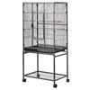Bird Cage, 625 x 425 x 1370 mm, Flat Top, Wrought Iron Bird Flight Cage with Perches, Slide-Out Tray and Plastic Feeders, Casters, for Parrot, Blue
