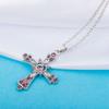 Bohemian Crystal Diamond Colorful Cross Pendant For Girls' Collarbone Necklace Accessories