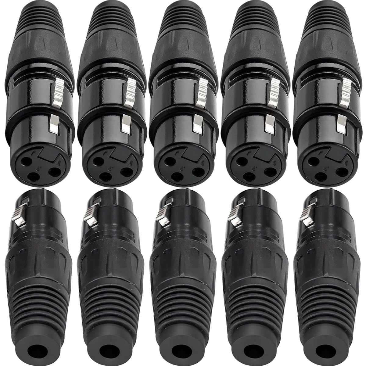 

Xiatiaosann 10-Piece Pack of 3-Pin XLR Solder Connectors, Female Microphone Cable Connector Sockets and Plugs for Connecting Amplifiers and Mixers,