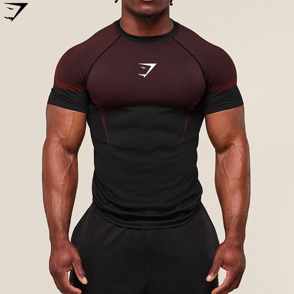 GYMSHARK Men's Quick-Dry Breathable Compression Short Sleeve T-Shirt
