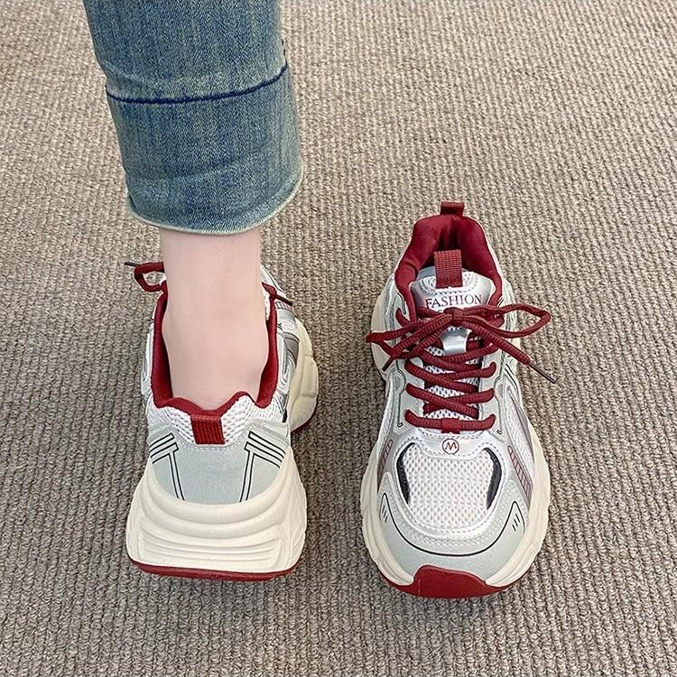 2025 New Dad Shoes Women's Spring and Autumn Super Fire Women's Shoes Popular Versatile Thick-soled Heightening Casual Sports Shoes