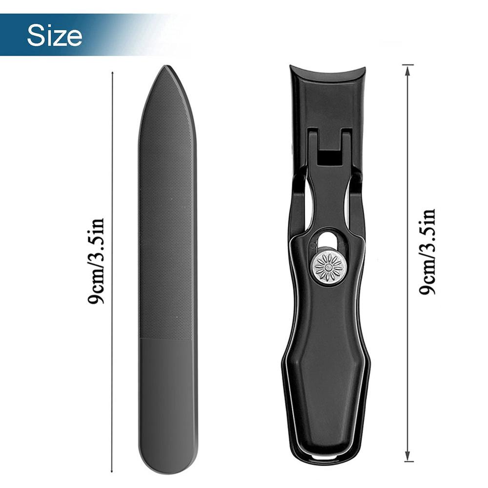 2 PCS Heavy-Duty Nail Clippers Set – Wide Jaw Toenail Clippers with Anti-Splash Catcher & PU Case for Seniors and Men