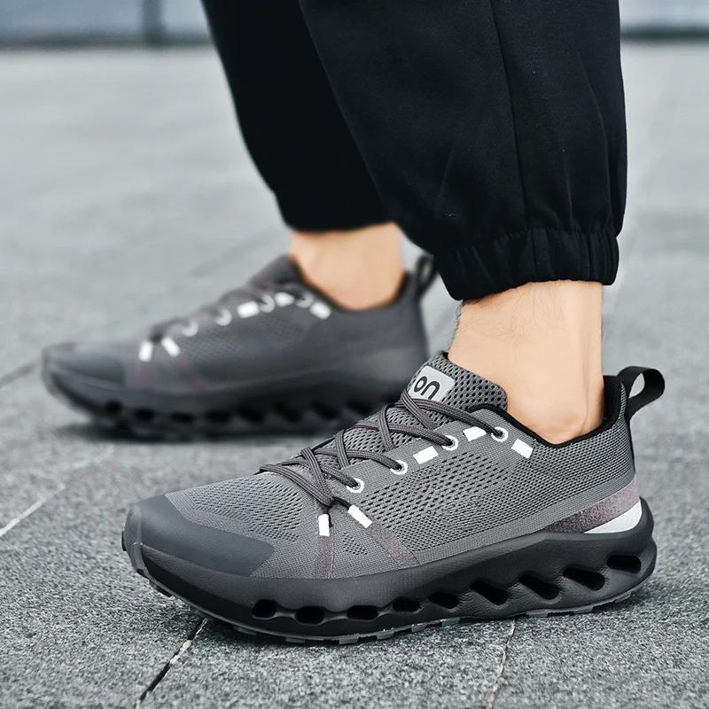New Men'S Ultra-Light Running Shoes Cushioned Sports Shoes Men'S Breathable Thick Sole Flying Mesh Racing Shoes