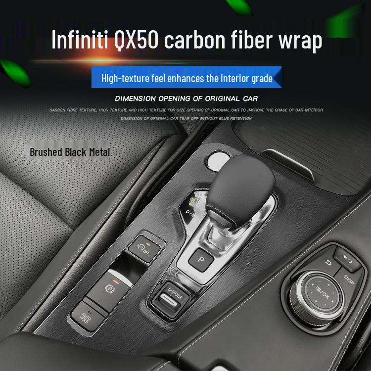 18-20 Infiniti QX50 Wnętrze Naklejka z włókna węglowego odporna na zarysowania na drzwi