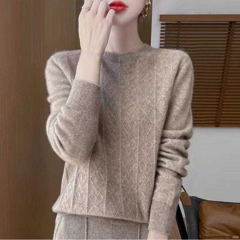 Women Autumn Winter Wool Sweater Women Elegent O-neck Sweater Flower Long Sleeve Top Fashion Knit Female Pullover Pull Jumper