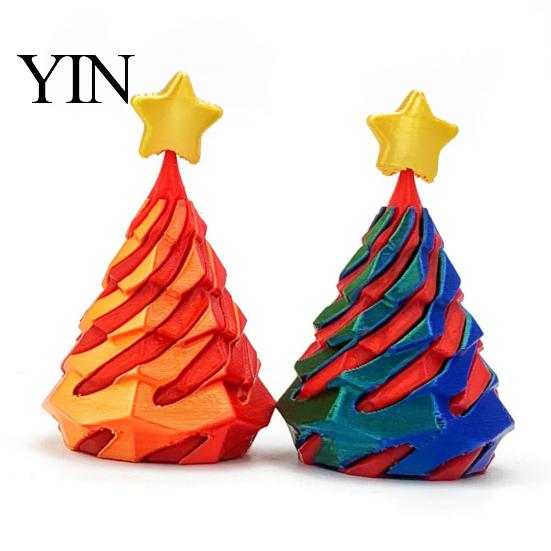 Christmas Tree Desktop Ornament Spiral Fidget Toy, 3D Printed Mini Xmas Stress Relief Cone Ornament, Toy for Desk Decoration
