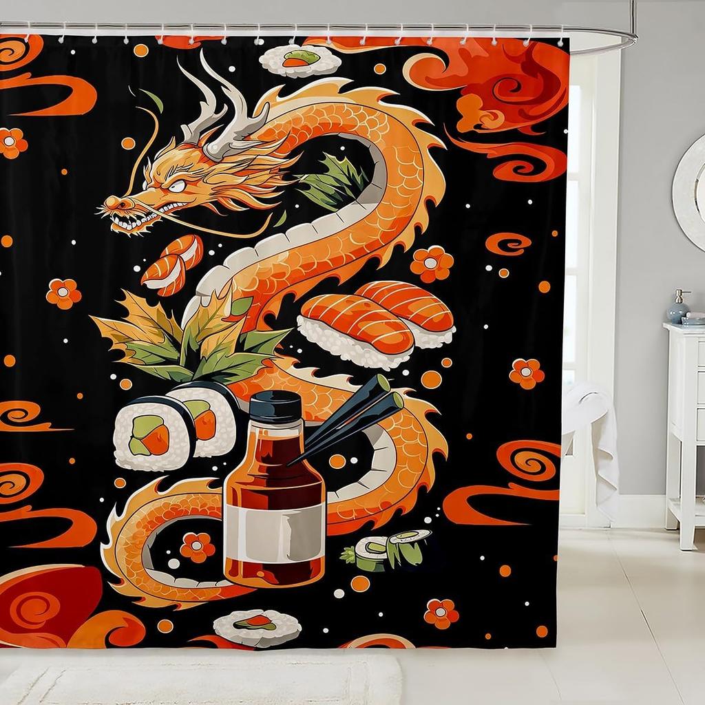 Kids Cute Corgi Shower Curtain Cherry Blossoms Bath Curtain Boys Girls Kawaii Dog Animal Pattern Sakura Flower Bathroom Shower