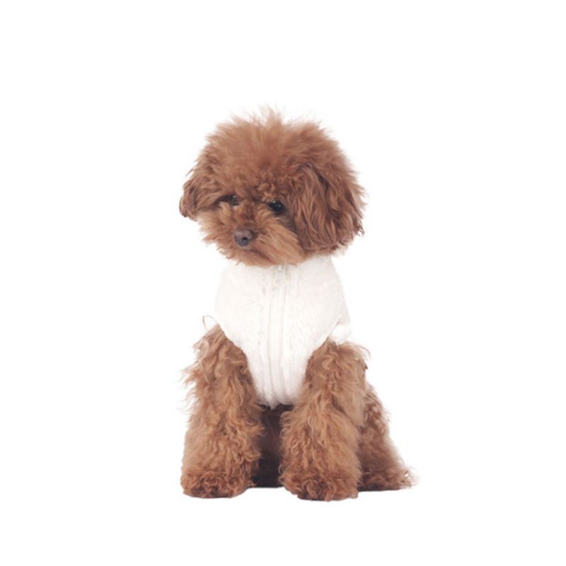 MONCHOUCHOU Hi! Bear Fur Zip-up Jacket White