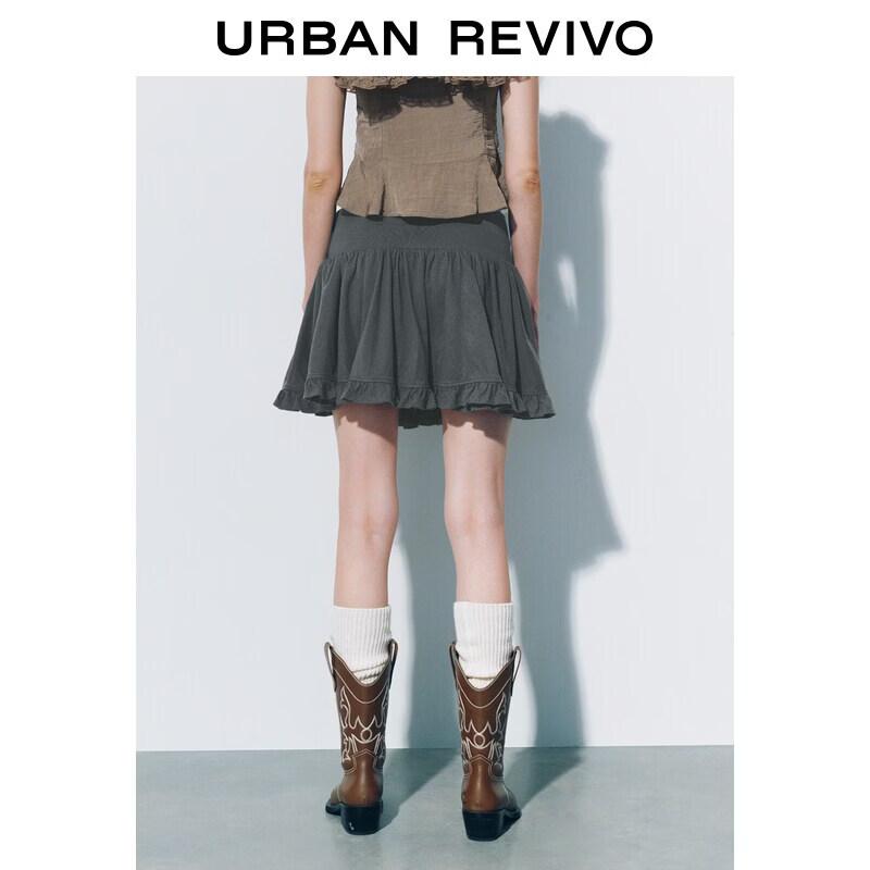 UR2026 Women's Sweet Ruffle High-Waist Mini Skirt