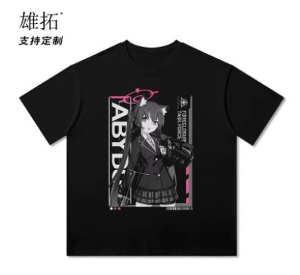 Anime Blue Archive SunaōKami Shiroko Takanashi Hoshino Round Neck Short Sleeve Tshirt Summer Cosplay Student Loose Tops Xt