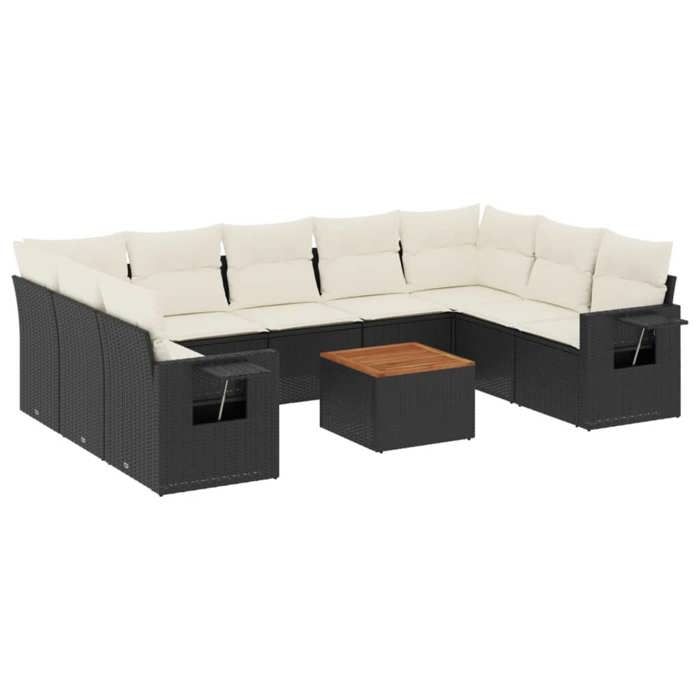 VidaXL Garden Lounge Set with Cushions 10 Pcs, Patio Sofas, Patio Furniture Set, Outdoor Furniture, Black 3257036