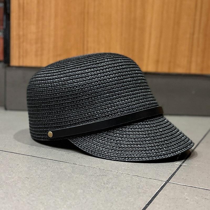 Korean Version Of Straw-Woven Equestrian Hat Women'S Spring Summer Outdoor Outing Visor Hat Versatile Peaked Hat Straw Hat
