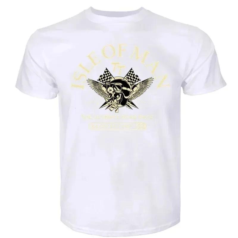 Herren Baumwoll T-Shirt Isle of Man TT Rennen Das ultimative Straßenrennen EST1907 Totenkopf Helm T-Shirt Mode T-Shirts 2026