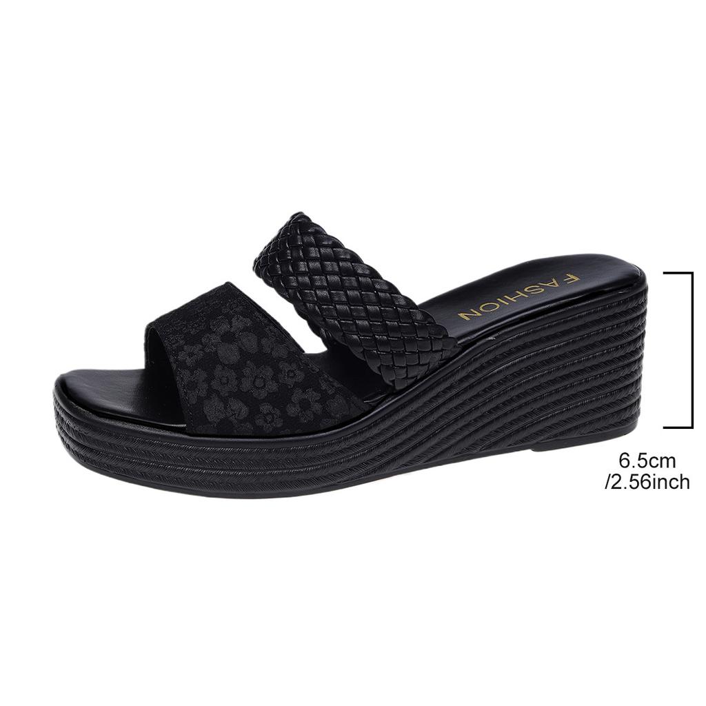 Fashion Women's Fashion Wedge Slippers Summer New Round Head Leopard Print Thick Soft Sole Anti-slip Wear-resistant Sandals