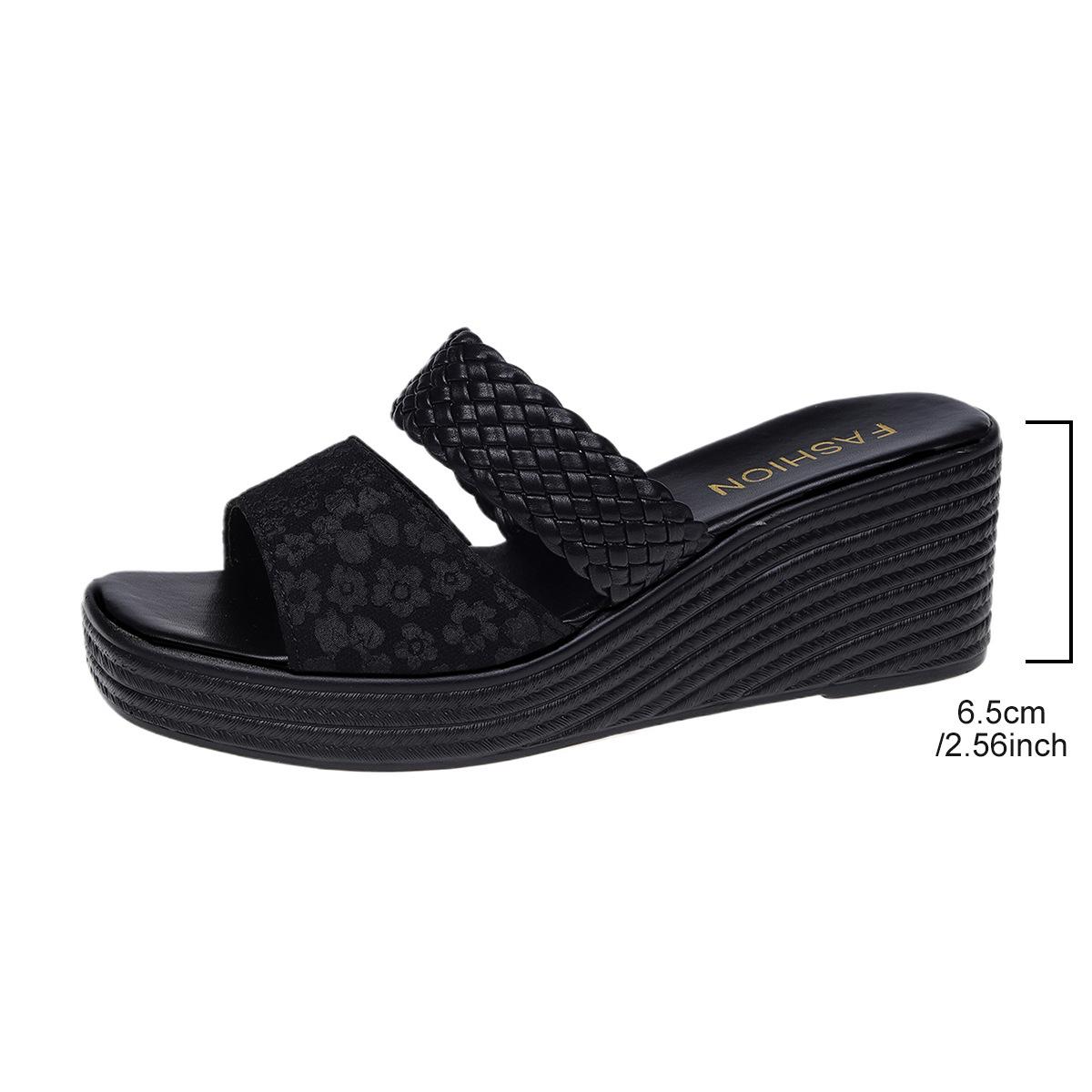 

Модные женские клиновидные шлепанцы Летние новые с круглым носком и леопардовым принтом Толстая мягкая подошва Противоскользящие износостойкие сандалии 36