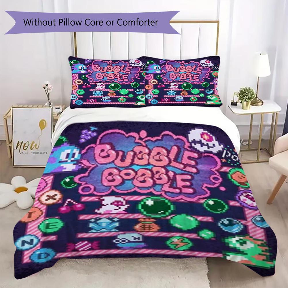 Bubble Bobble Pattern Bedding,Quilt Set Quilt Cover Pillowcase Home Birthday Gift(1 * duvet cover + 2 * pillowcase, without core)_lx