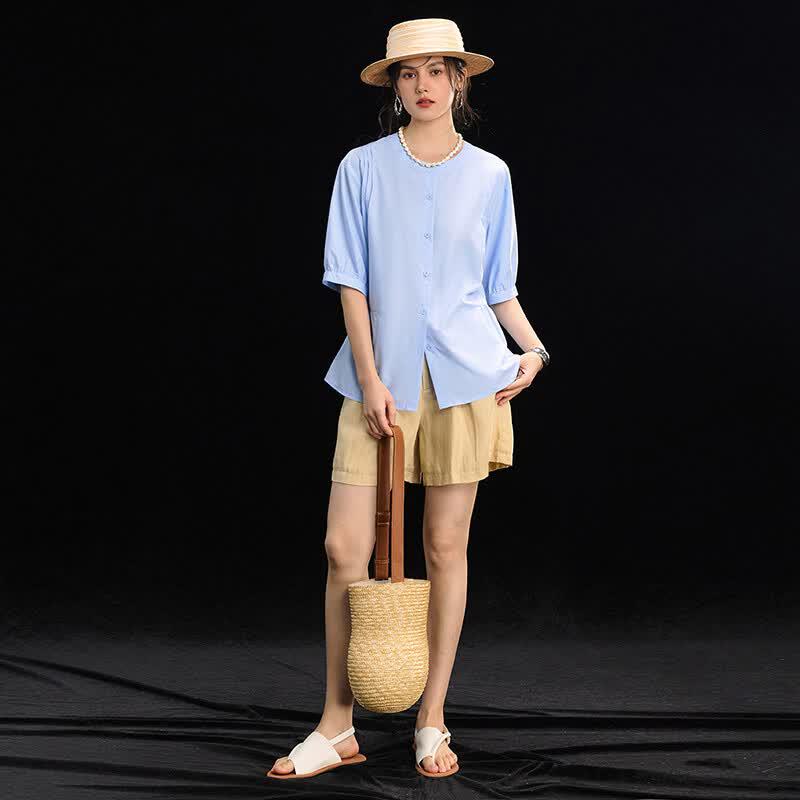 Wudao Women's Sophisticated Commuter Mid-Sleeve Shirt