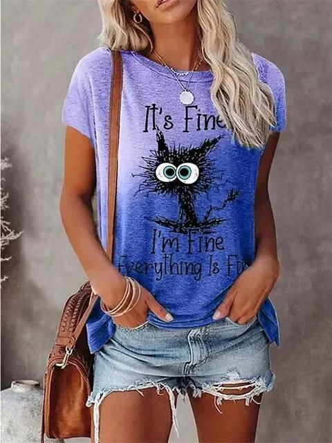 3D Print T-shirts Women Streetwear Summer Cartoon Cats Fine  Casual Fashion Short Sleeve T Shirt O-neck Tees Tops Clothing