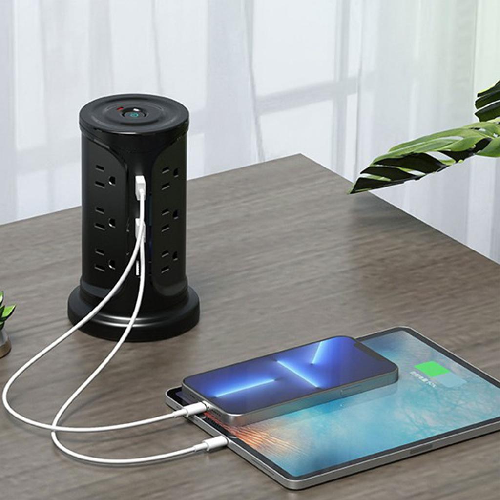 Reliable Electrical Outlet Tower With 12 Outlets And 3 USB Rectifiers Constructed In Safety Features