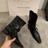 Autumn beautiful children pointed short boots Martin boots French and 2025 rad fashion new thick heel medium boots low