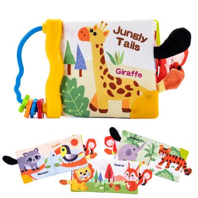 3D Tier Schwanz Stoffbuch Weiches Baby Stoffbuch Neugeborenes Montessori Lernspielzeug Sensorisches Frühes Lernen Kinderwagen Spielzeug 0-12 Monate
