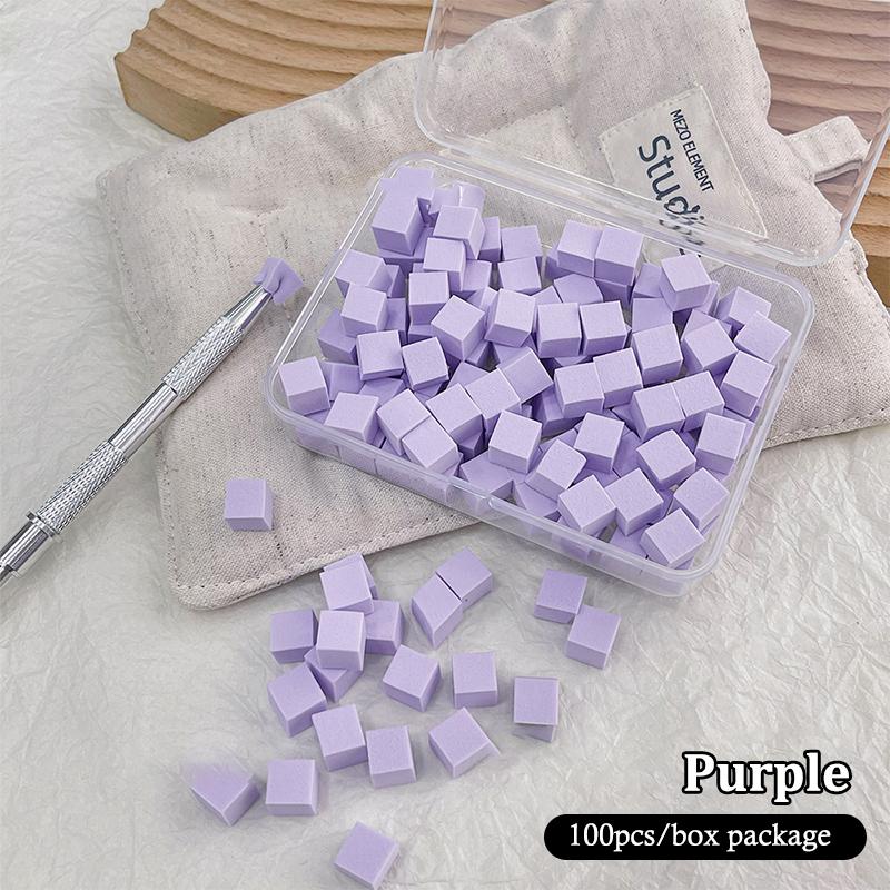 

50/100 шт. Набор квадратных спонжей для нейл-арта, кисти для градиентного маникюра, дизайн гель-лаком, губка для ногтей, ручка для захвата, принадлежности для маникюра