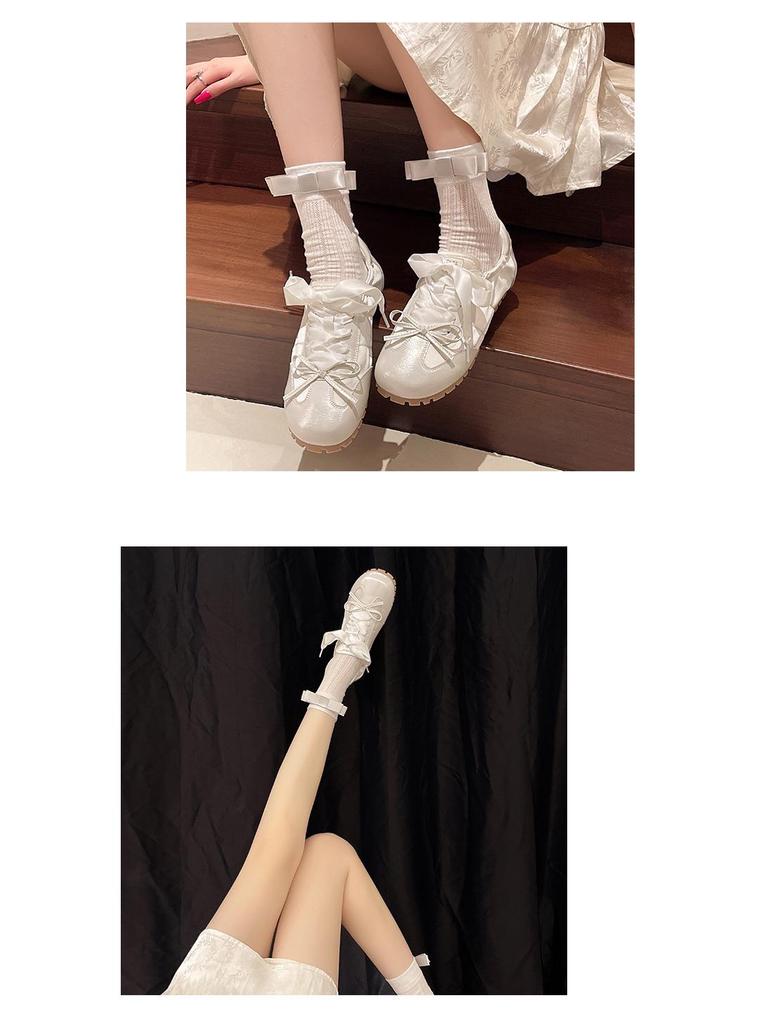 2024 Lente/Zomer Dames Roze Strik Zachte Zool Flats - Veelzijdige Casual Ballerina's