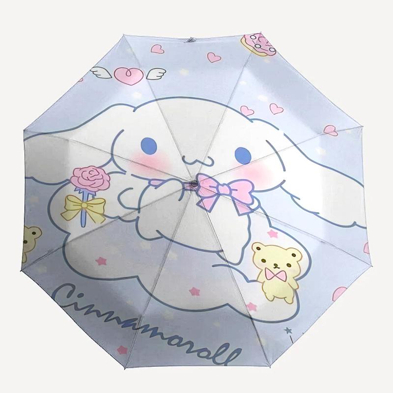 1pc Cinnamoroll Automatic Folding Umbrella - Portable 3-Fold Design with 8-Bone Iron Frame, Perfect for Outdoor Use, Festive Gifts, Fans, Travel, Dail
