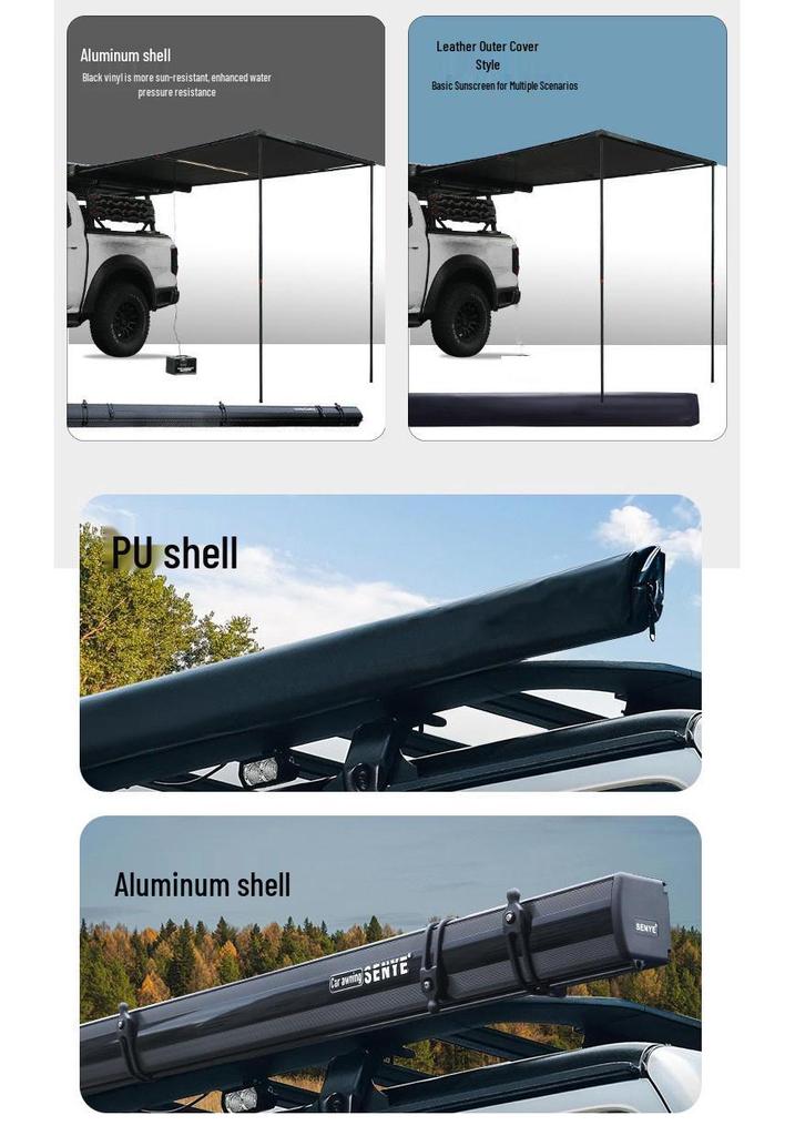 Waterproof Retractable Car Roof Awning: Aluminum Alloy with Sun Protection for Outdoor Camping