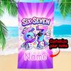 1pz Telo da Spiaggia Personalizzato Sei e Sette Cartoni Animati, Asciugatura Rapida Personalizzata con Nome per Bambini Adolescenti Vacanze al Mare