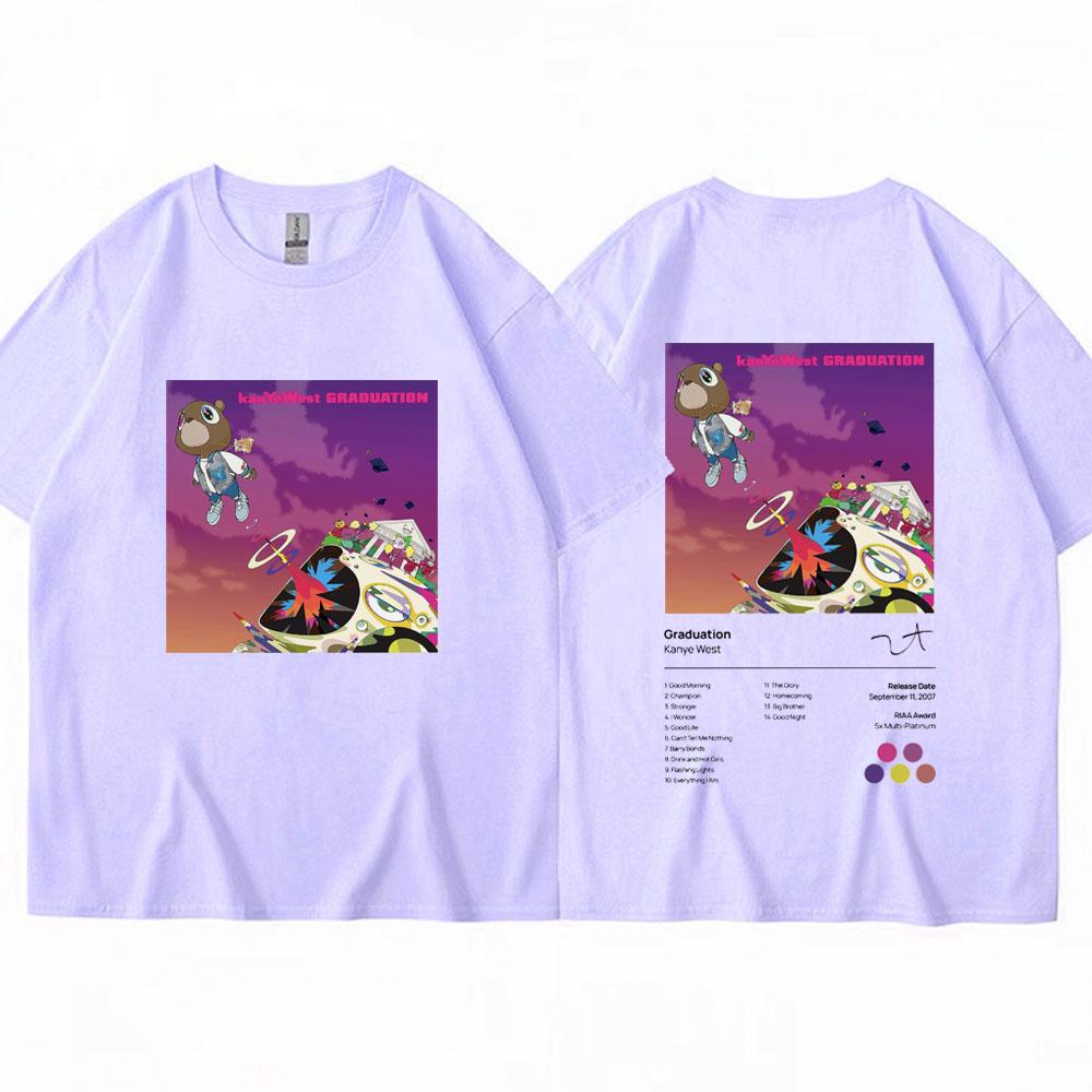 Kanye West Graduation Music Album Print T Shirt Men Women Hip Hop Cotton T-shirt Oversized Summer Fashion T Shirts Streetwear