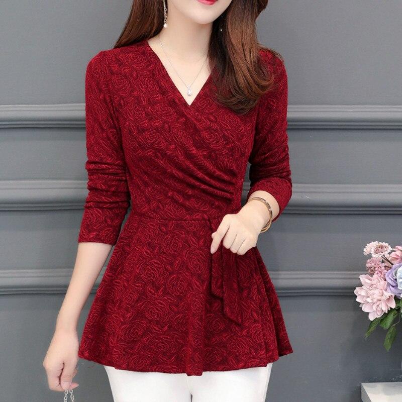 Casual Winter Neue Plüsch und Verdickte Unten Frauen top Bluse Volle Hülse spitze Bluse V-ausschnitt Lila tops Blusen Hemd