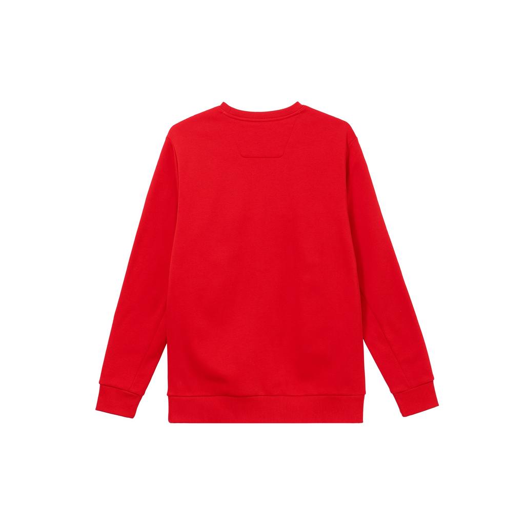 Anta Training Series Solid Color Chinese Print Thickened Fleece-Lined Crew Neck Sweatshirt Men Tops Red 152247719-2