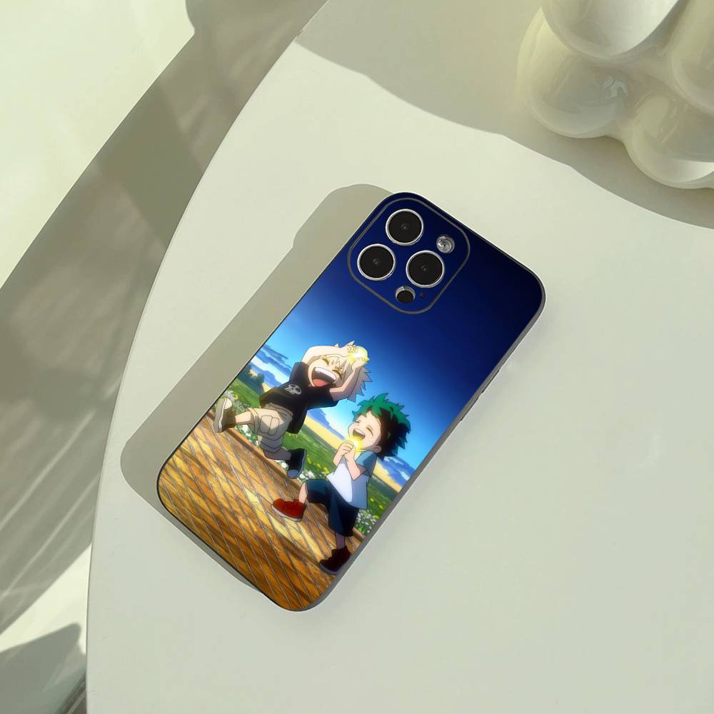M-H-A-My Hero Academia Phone Case For iPhone 17,16,15,14,13,12,11 Pro Max,16Plus,XS Soft Black Cover