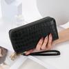 Women's Crocodile Pattern Double Zipper Clutch Wallet - 2025 European & American Fashion Style.