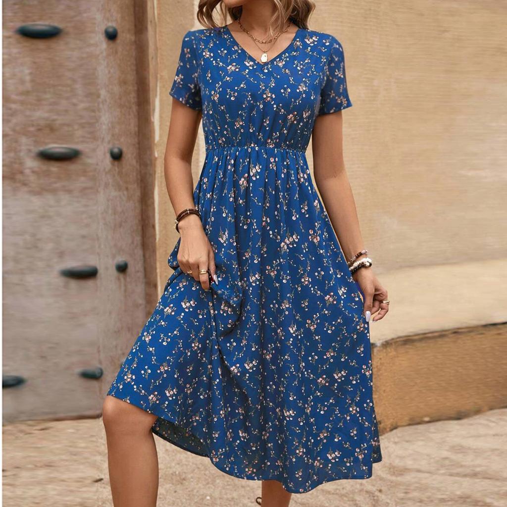 Women's Long Dress Maxi Dress Casual Dress Chiffon Dresses Swing Dress Casual Mature Outdoor Daily Date Ruffled Short Sleeve V-neck Dress