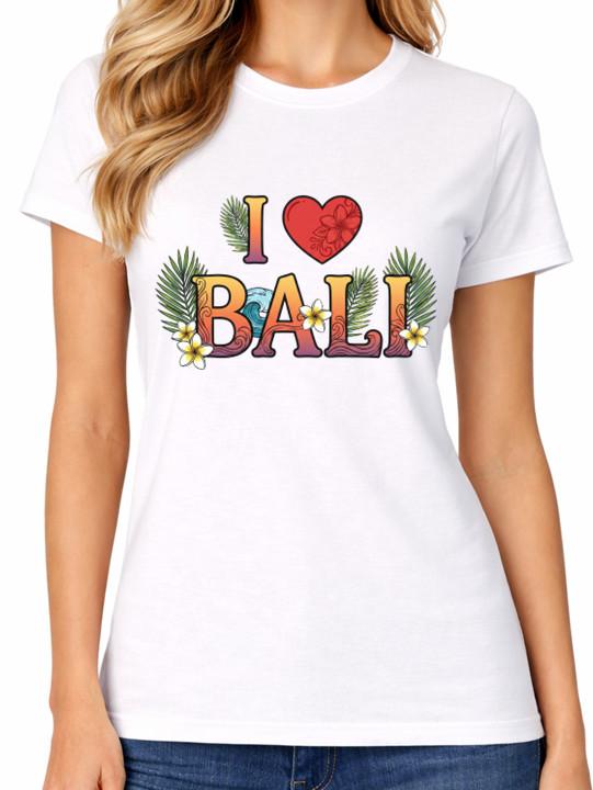 I Love Bali T-Shirt Tropical Travel Vacation Island Womens Tee 3XL