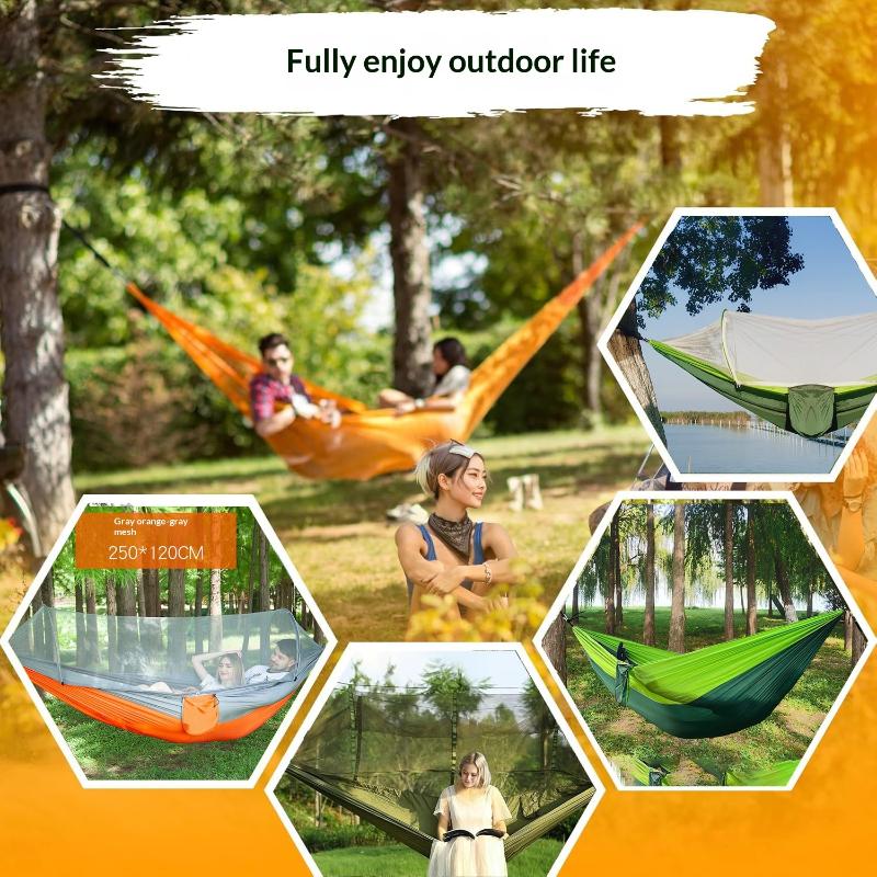2-In-1 Camping Hammock with Mosquito Net Automatic All Season Suitable Portable Outdoor Hanging Bed for Camping Travel