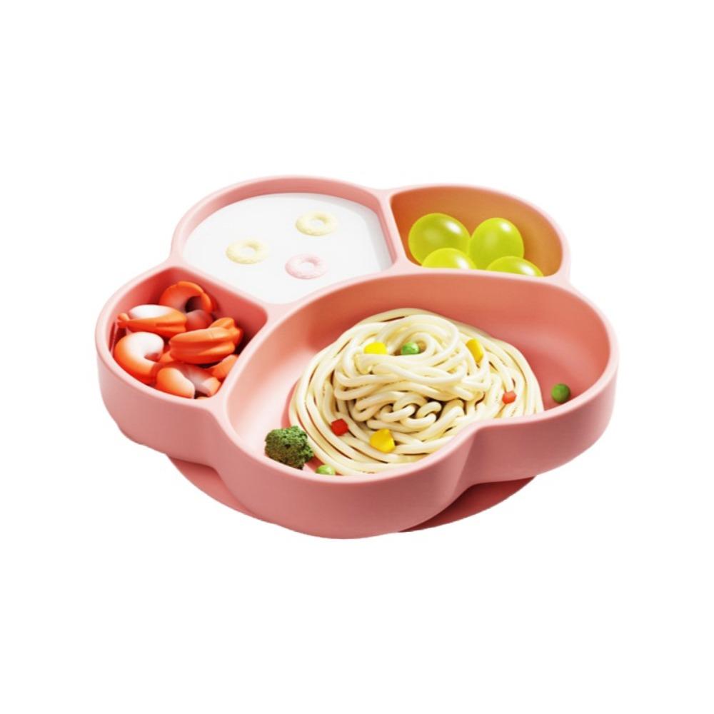 

Bear Paw Design Children s Divided Tray Suction Cup Toddler Self-Feeding Dishes Children s Meal Pink