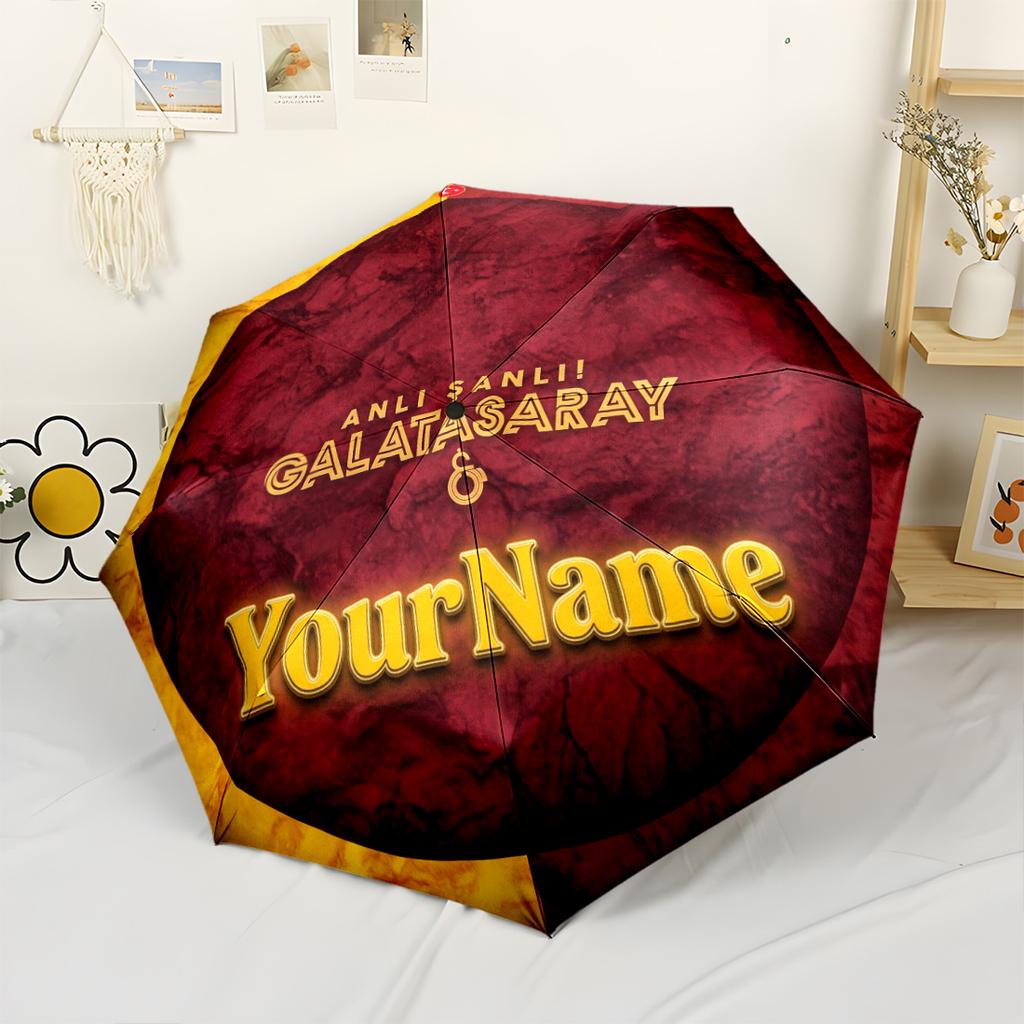 Galatasaray1 Personalized Name Umbrella Automatic Umbrella with 8-Rib Durable Plastic Iron Travel Essential Elegant Spiritual Gift