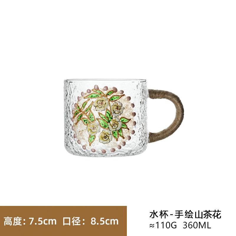 

Japanese Style High Temperature Resistant Hammered Glass Water Jug Large Capacity Handle Pitcher with Cups Set 0.25L