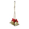 Small Vintage Christmas Bell Garland with Bows, Hanging Wind Ornament for Holiday Decor