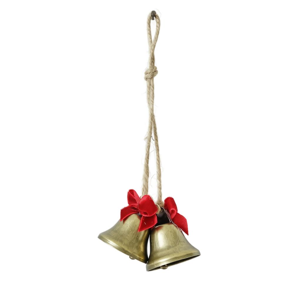 Small Vintage Christmas Bell Garland with Bows, Hanging Wind Ornament for Holiday Decor