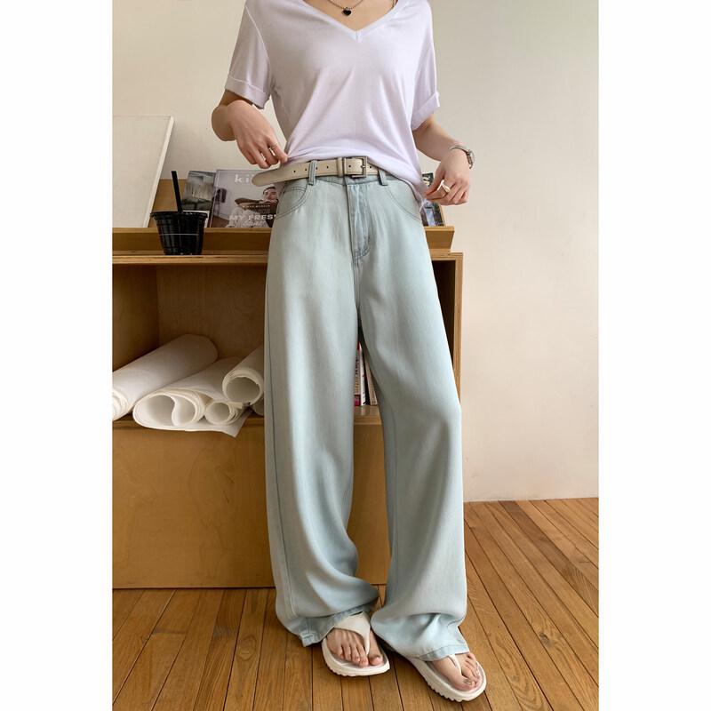 

ICH MODE Women s Lyocell Ice Silk Straight-Leg Jeans M