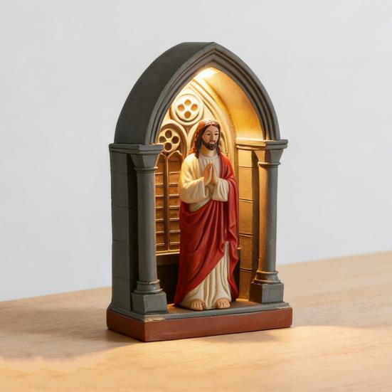 Cathedral LED Prayer Shrine Night Light Religious Table Lamp with Illuminated Arch Spiritual Gifts for Women Men Christian
