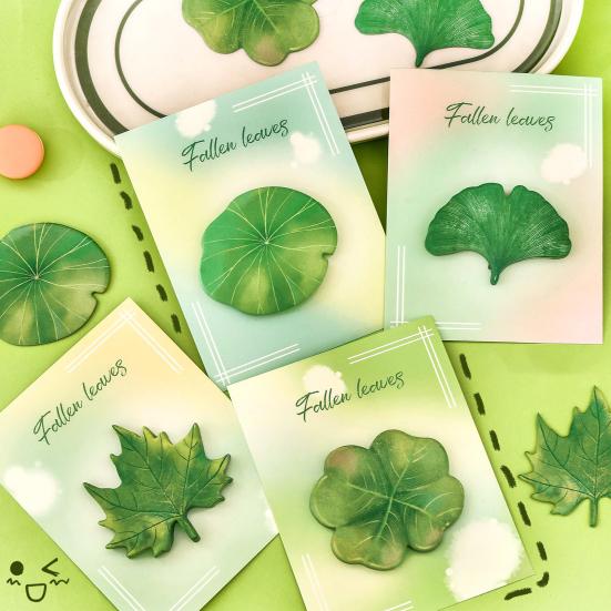 4PCS Memo Notes with Leaf Shape Smooth Writing Memo Sticker Strong Adhesive Reusable Practical Reminder Notes for Home Office