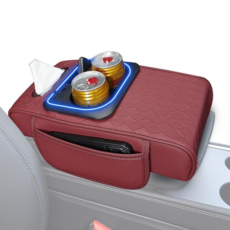 Arm Rest Organizer Car Auto Arm Rest Heightening Pad Multi-function Cup & Tissue Holder for Front Seat Organization Road Trip