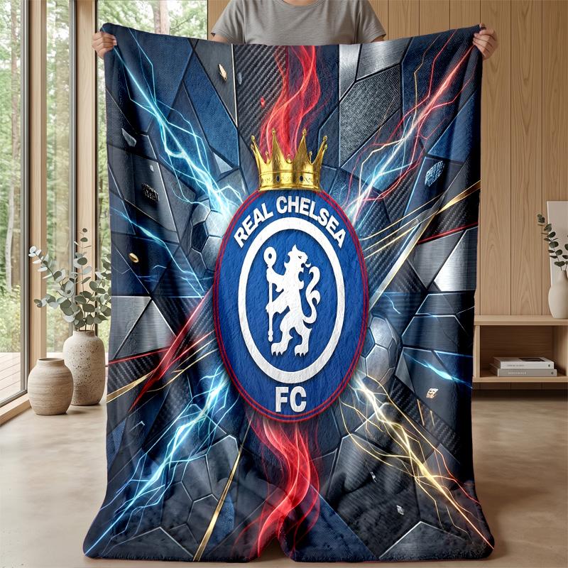 Chelsea FC Theme Blanket Soft Flannel Blanket Plush Throw Blanket Cozy Sofa Bed Blanket for Home Decor