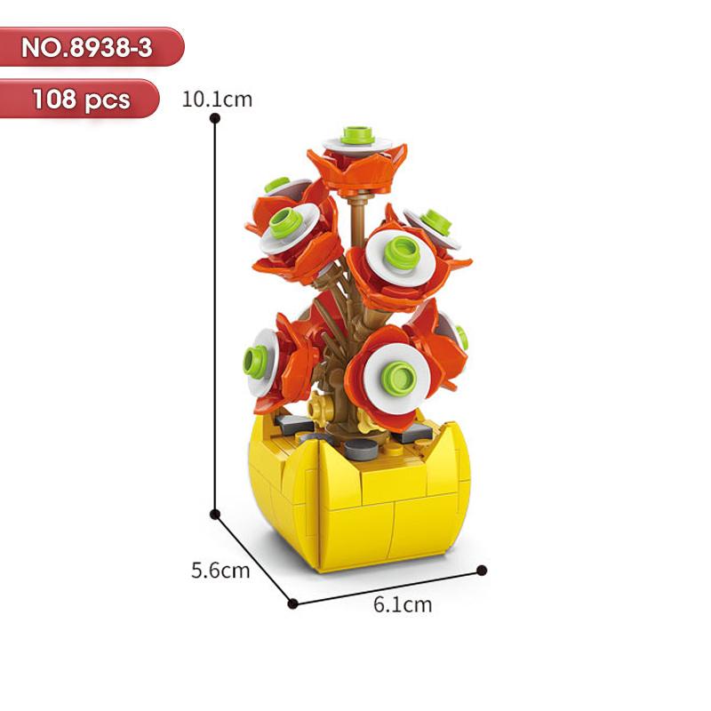 HOT MOC Flowers DIY Potted Plants Micro Landscapes Mini Art Construction Building Blocks Sets Model Dolls Brick Girls Toys Gifts
